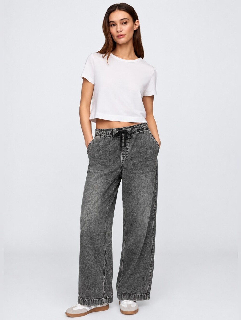 ❤️ GAP HIGH RISE WIDE LEG PULL ON JEANS, WASHED BLACK, L (12/31 - 14/32)
